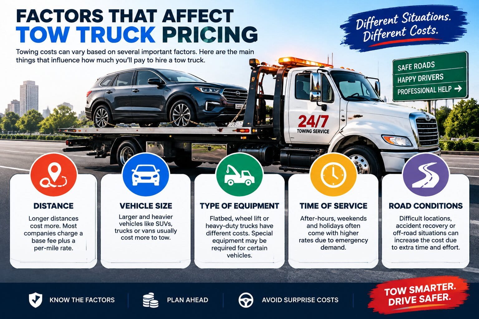 Factors that affect tow truck pricing