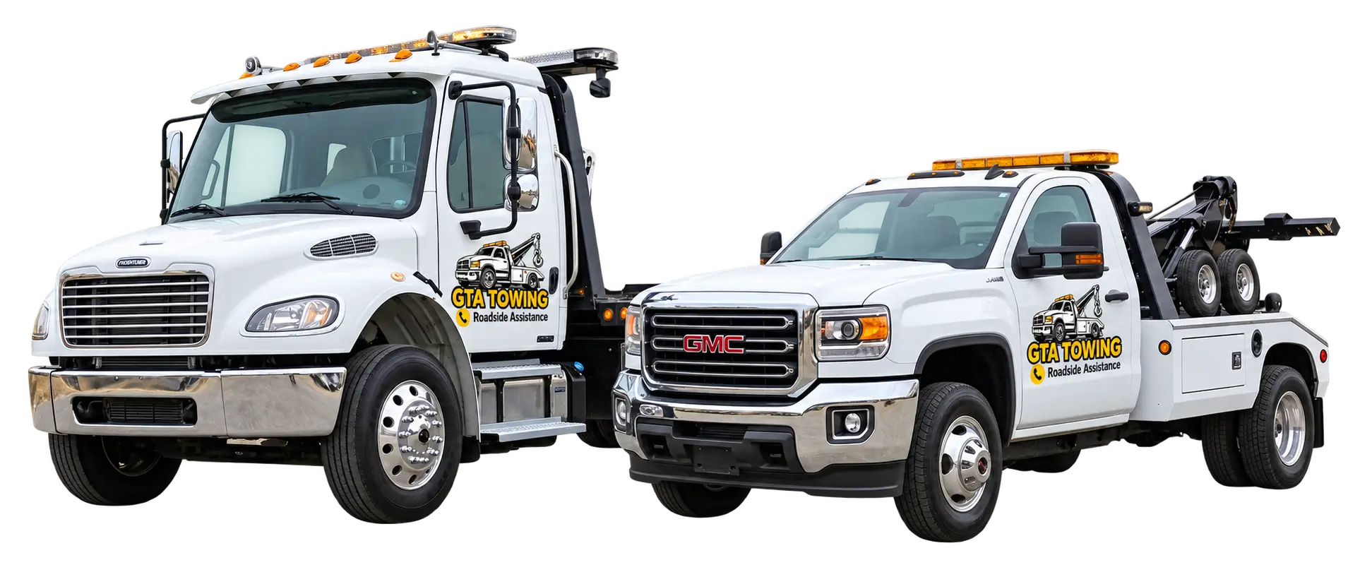 Two White Tow Trucks